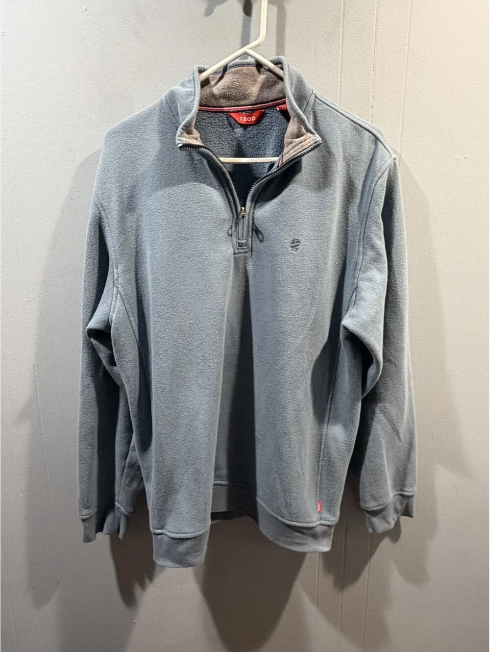 Mens Sweater Izod 1/4 Zip Size Large Blue